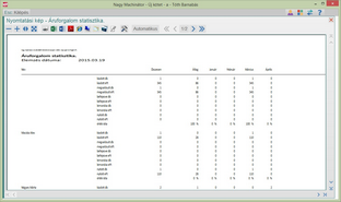 Rendelésstatisztika nyomtatási képe