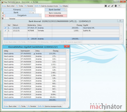 Kivonattételhez rögzített banktételek
