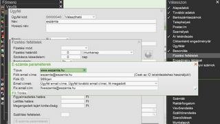 Az ügyfélhez tartozó e-számla paraméterek megadása