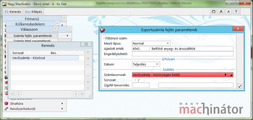 Exportszámla fejlécparaméterek megadása