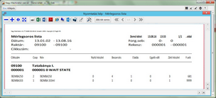Hagyományos listakép - Raktár/rekesz üzemmód esetén