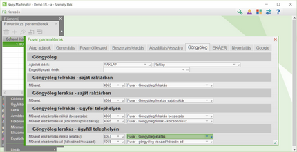 Göngyöleg mozgatássára vonatkozó paraméterek a fuvarparaméterekben
