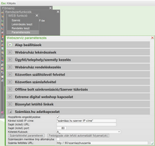 Webszerviz paraméterek Számlázz.hu blokkja