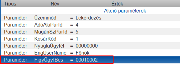 FigyÜgyfBes paraméter megadása