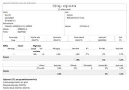 Előleg-végszámla nyomtatási képe