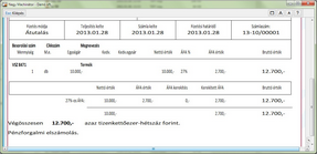 Pénzforgalmielszámolás felírat a számlán