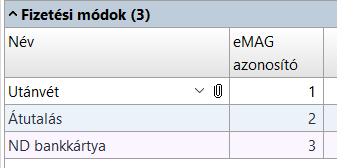 - sERPa fizetési mód (bal) - eMAG fizetési mód "id" (jobb oldal) -