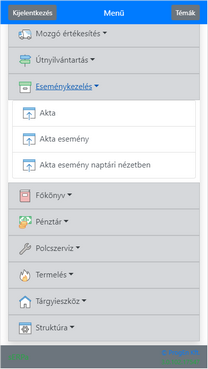 Eseménykezelés menüpont