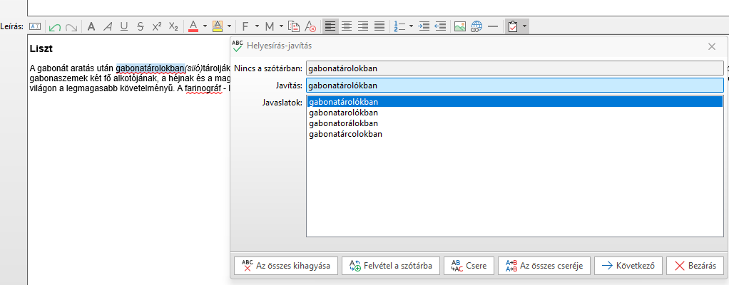 - Helyesírás javítása -