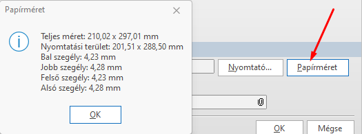 - Papírméret információk -