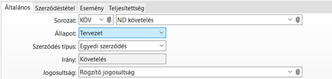 Szerződésre vonatkozó általános adatok megadása