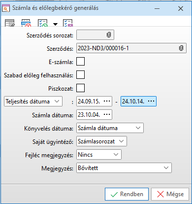 - Számlagenerálás -